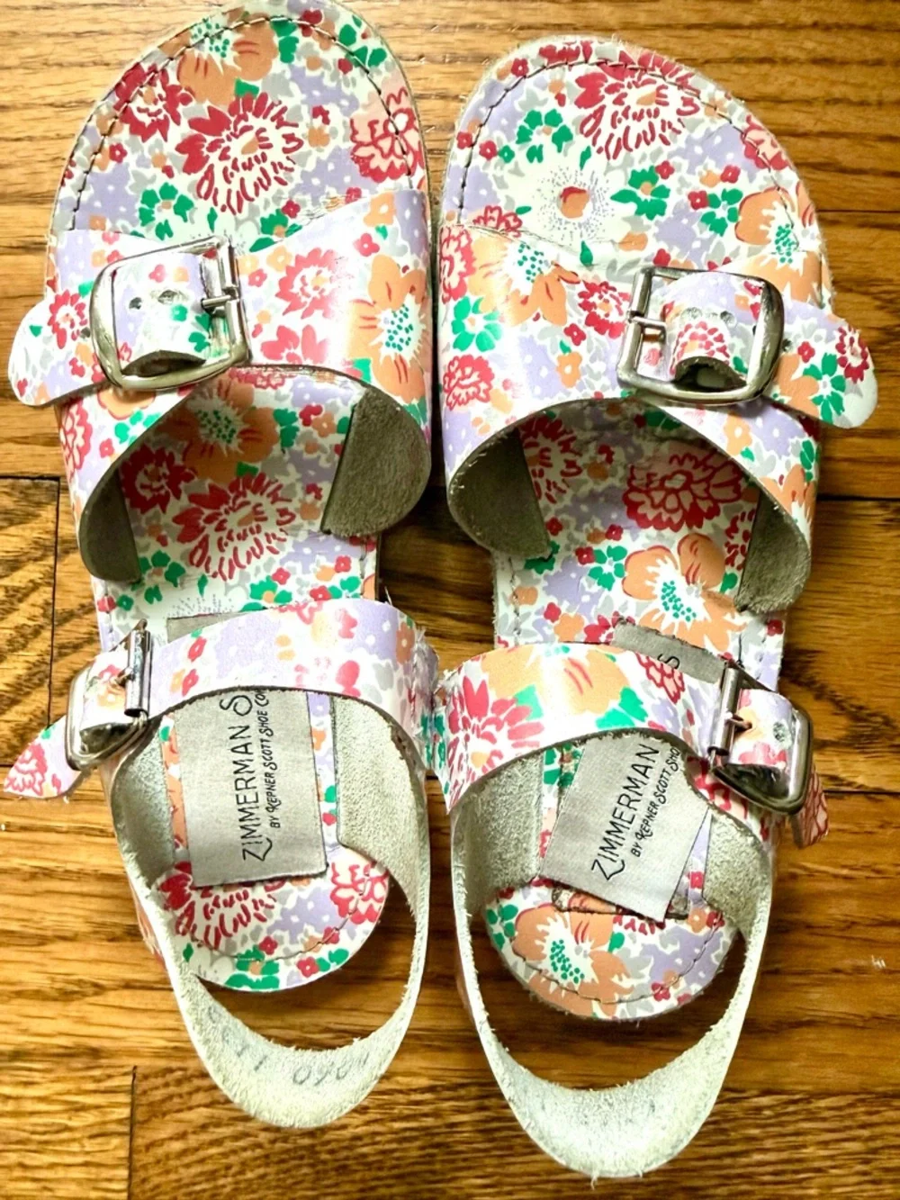 Zimmermann x Minnow Floral Kids Sandals Size 10 Peach Mint Lavender VGUC